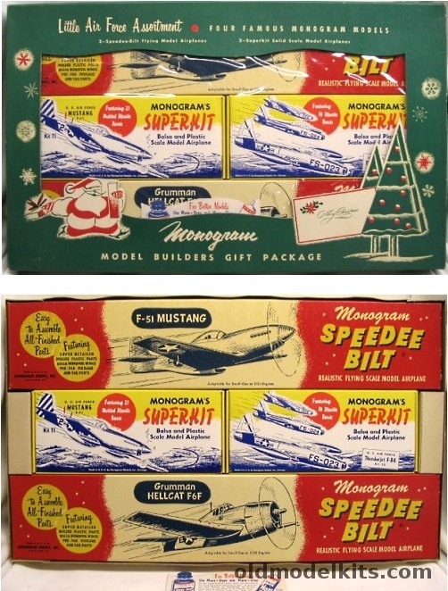 Monogram Little Air Force Assortment Gift Set - Speedee-Bilt F-51 (P-51)  / F6F and Superkit F-51 and F-84 plastic model kit